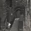 A 1962 photograph of the entrance to the Castle Keep.